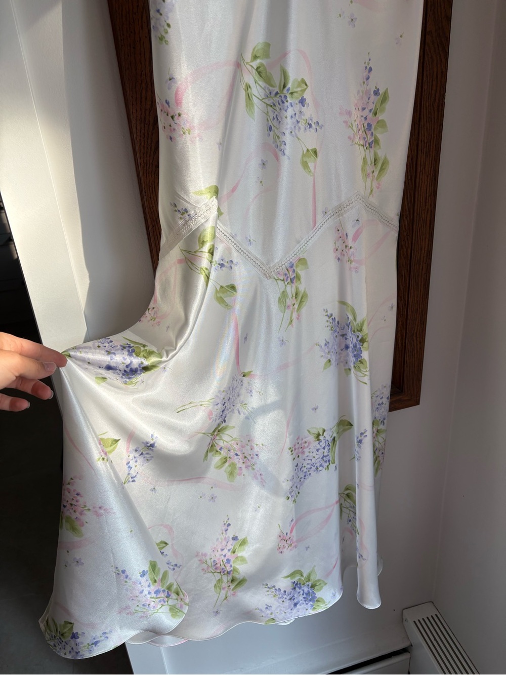 Oscar de la Renta Pink Label Floral Satin Maxi Length Slip Dress - Picture 5 of 6